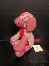 Pottery Barn Kids Y2K Patchwork Puppy Dog  Red 12" Plush With Orig Tags HTF Rare