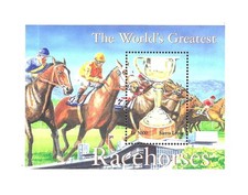 #26704 SIERRA LEONE 2001 FAUNA  HORSES AT WORLD GREATEST RACE S/S YV BL 480 MNH
