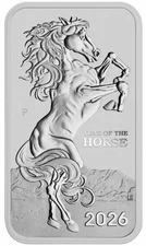 2026 Perth Year of the Horse Rectangle 1oz .9999 Silver Bar Coin