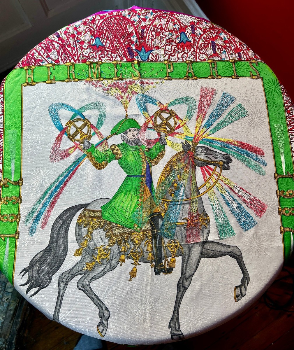 HERMES Vintage Scarf 1837-1987 Feux D'Artifice Multicolor Silk 34