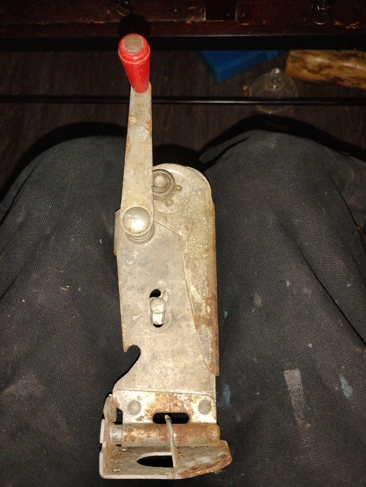 Vintage Swing-Away Manual Wall Mount Can Opener with Red Handle and Bracket - Image 2 of 4