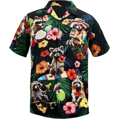 Unisex Funny Raccoon Aloha Shirt: Novelty Tropical Beach Vacation Apparel