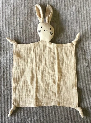 Doudou Lapin lange gaze de coton beige - Photo 1/2