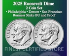 2025 P & D ROOSEVELT DIMET 2 COIN SET GEM BU