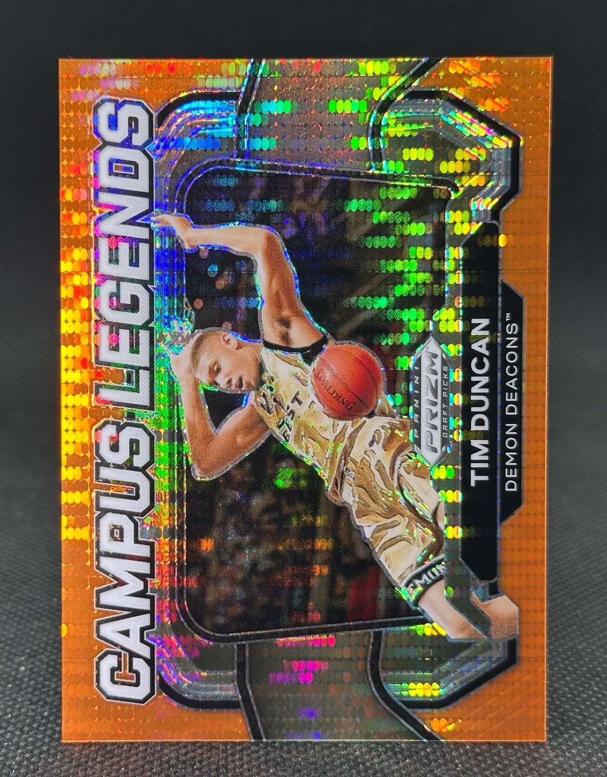 2024 Panini Prizm Draft Picks #1 TIM DUNCAN Campus Legends ORANGE PULSAR /49