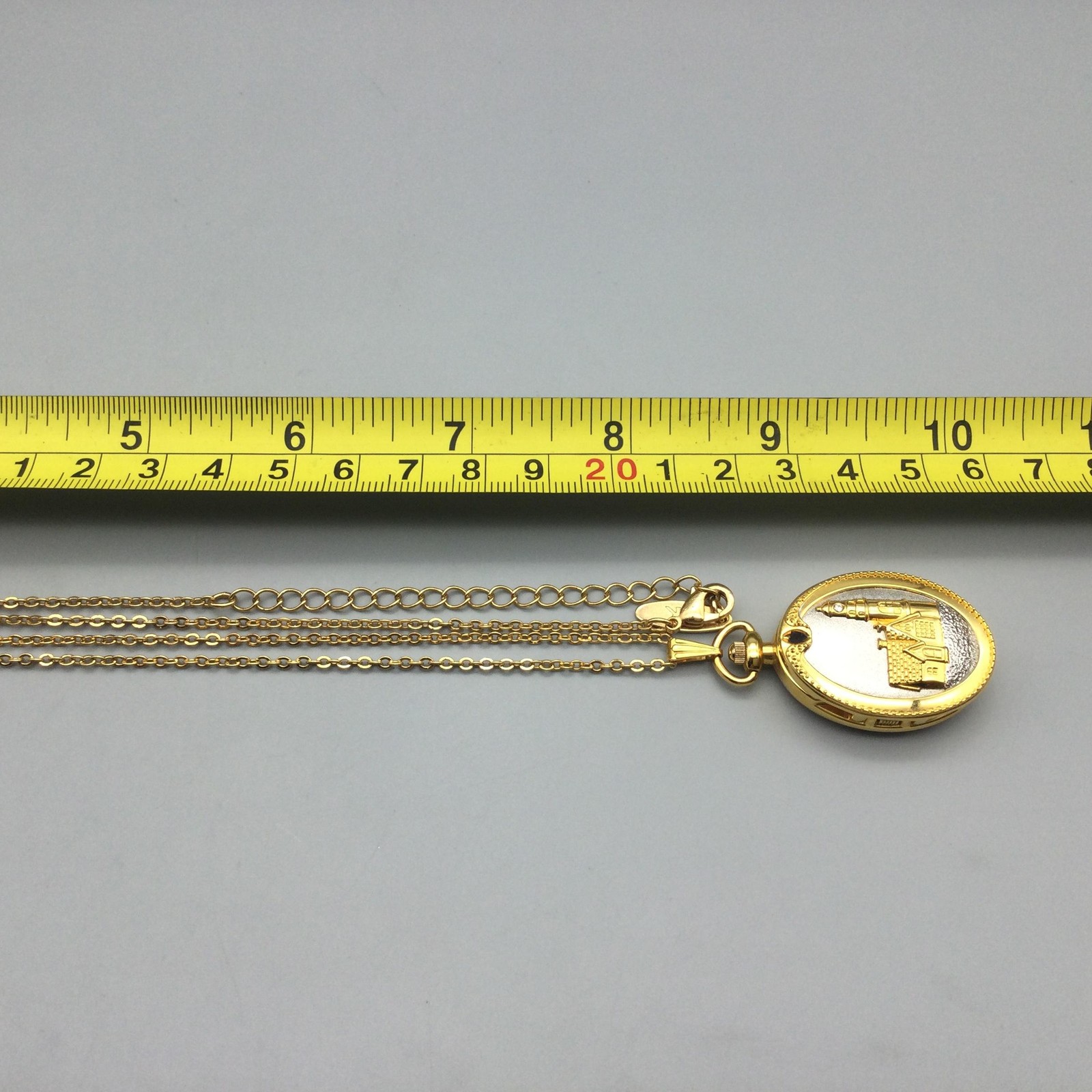 Thomas Kinkade Locket Watch Necklace Gold Tone with Chain New Battery