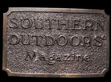 IH07149 VINTAGE 1982 SOUTHERN OUTDOORS MAGAZINE BRASSTONE BUCKLE