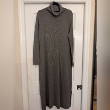 H By HALSTON Dress Womens Large Lg L Gray Turtleneck Sweater Maxi