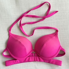 Victoria Secret Hot Pink The Hottie Halter Push Up Bikini Top 34B Swim 2015
