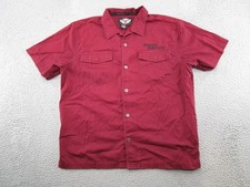Harley Davidson Eagle Button Up Short Sleeve Embroidered Biker Mechanic Shirt XL