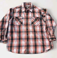 Duluth Trading CO Mens cotton Flannel size XL Tall orange plaid  