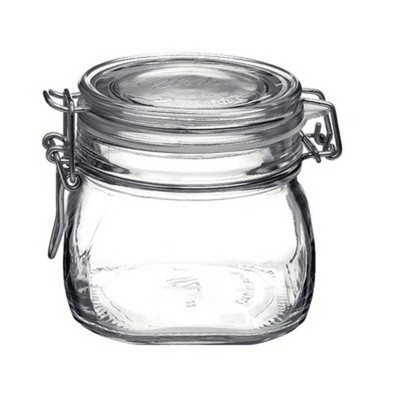 Fido 17.5 Ounce Glass Storage Jars: Airtight Hinged Lid With Leak Proof Gaske...