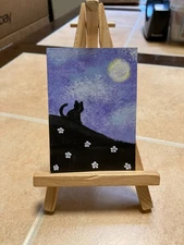 ACEO Original Acrylic Painting Landscape Abstract Art Card ATC Scenery 38 cat