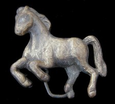 3D GALLOPING HORSE BELT BUCKLE VINTAGE 1970'S BRASS