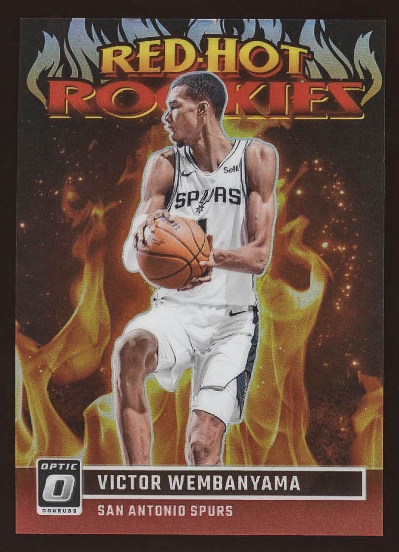 2023-24 Panini Optic Victor Wembanyama #15/99 Red Hot Rookies Prizm #2 Rookie RC