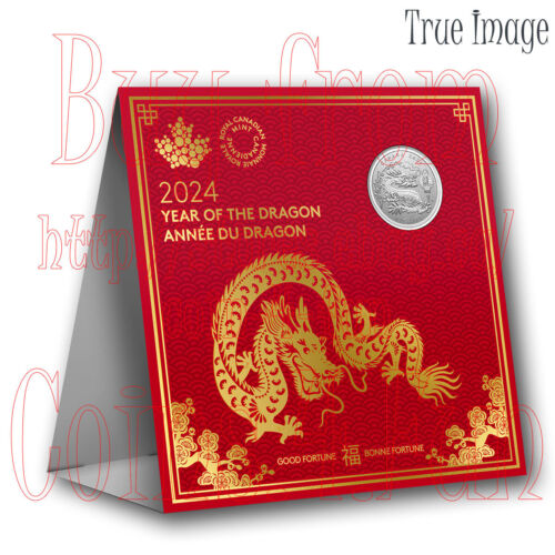 2024 Lunar Year of the Dragon $8 Lucky Money Pure Silver Coin Gift Card Canada - Picture 1 of 6