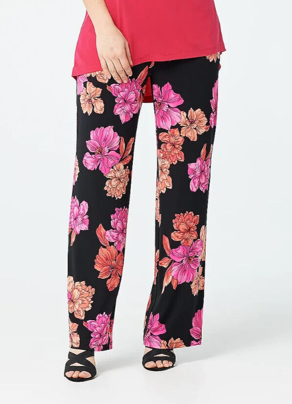 NEW SUSAN GRAVER LIQUID KNIT PULL ON WIDE LEG PANT BLACK/CORAL XX-SMALL XXS  | eBay