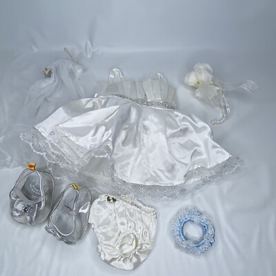 Build A Bear Bride Wedding Clothes Dress Veil Shoes Bouquet Silver Outfit 2013
