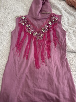 Queen Of Sparkles Beaded Fringe Dress Pink Size L | eBay