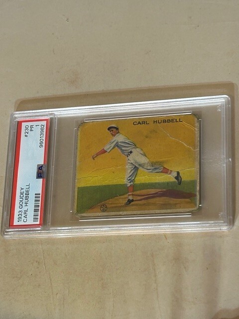 1933 GOUDEY #230 CARL HUBBELL PSA PR 1 NEW YORK GIANTS BASEBALL CARD.