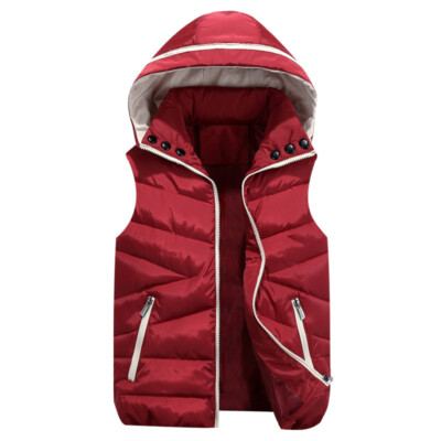 Unisex Quilted Detachable Hood Waistcoat Winter Gilet Bubble Jacket Coat Tops