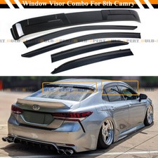 For 18-24 Toyota Camry Blk Trim Window Visors W Clip Rear Window Roof Spoiler For 18-24 Toyota Camry Blk Trim Window Visors W Clip Rear Window Roof Spoiler