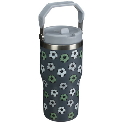 Kinder Fußball Bedruckter Hydrat Doppelwand Trinkbecher mit Flip Strohhalm 550ml