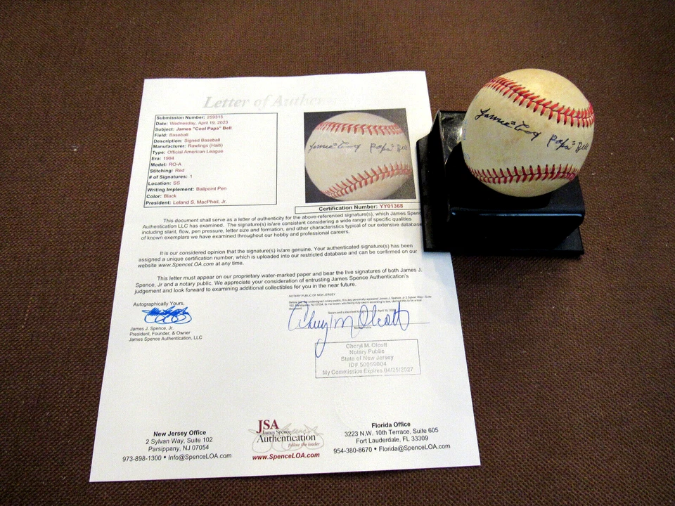 JAMES COOL PAPA BELL STARS GRAYS HOF SIGNED AUTO MACPHAIL OAL BASEBALL JSA LOA - Image 2 of 4