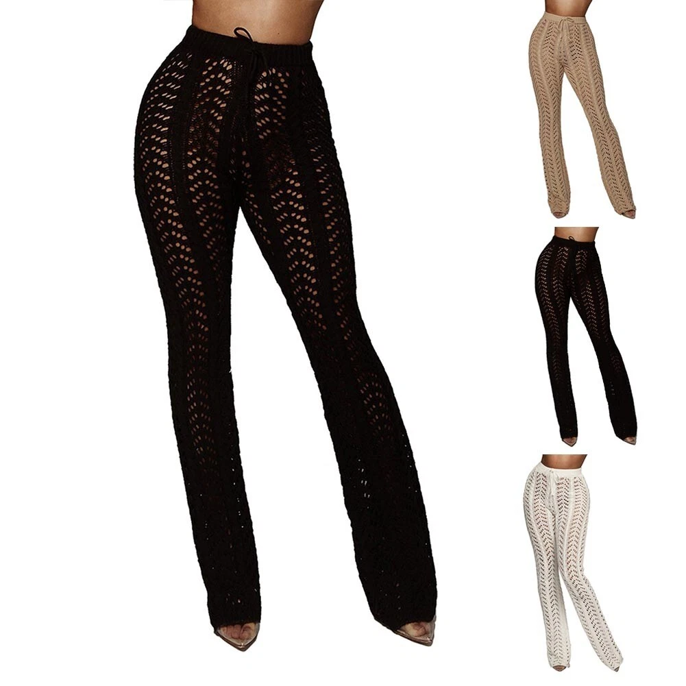 Femme Crochet Filet Creux Sortie Plage Pantalon Maillot de Bain