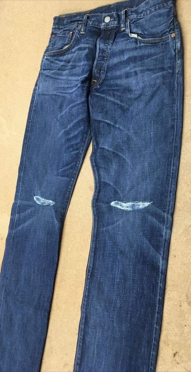 RRL Double RL low straight Jeans New distresed sz 32x34 American