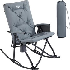 PORTAL Folding Rocking Chair Indoor  Outdoor Thick Padded back, Grey
