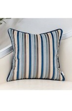 18x18" Blue Striped Velvet Throw Pillow Case Cover Textured Boho Cushion Cover