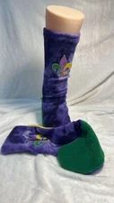 MARTI GRAS fleur-de-lis  fleece socks mens/womens unisex sizes 5-14.5 you choose
