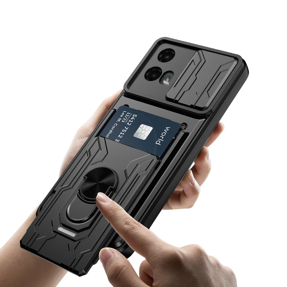 Ring Holder Case Card Slot Wallet Hybrid Cover For Moto G 5G 2024 / G Play 2024 - Image 2 of 4