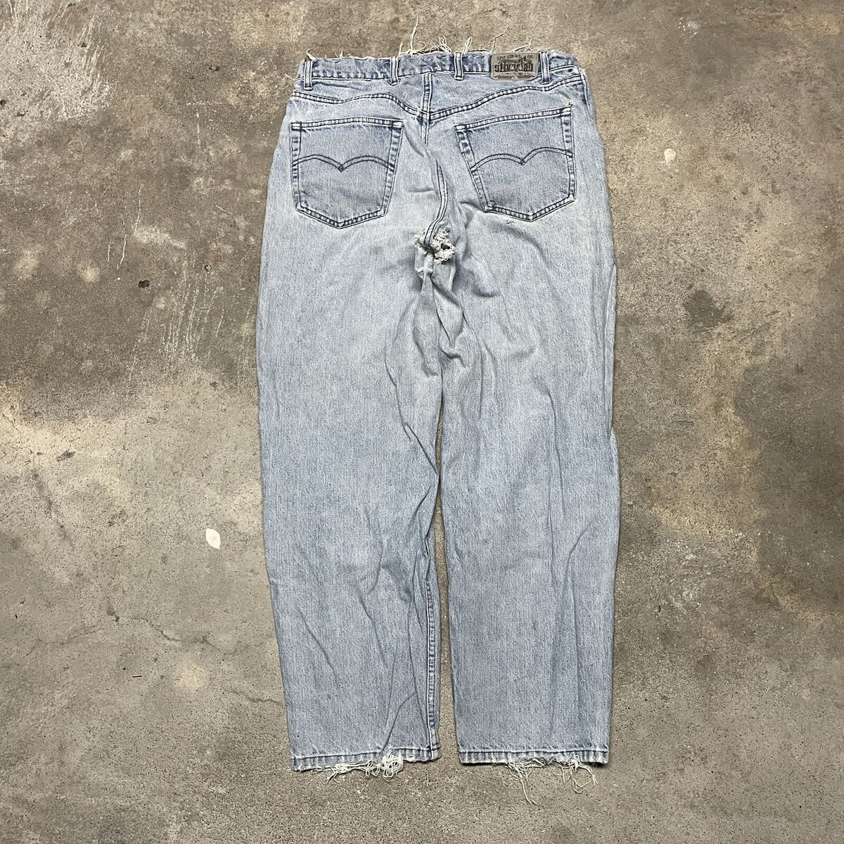 Levi's Silver Tab Jeans VTG 90s Y2K Baggy Fit Size Trashed Levi's Silver Tab Jeans VTG 90s Y2K Baggy Fit Size Trashed