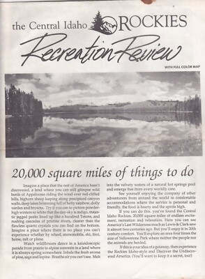 1987 The Central Idaho Rockies Recreation Map & Review Brochure