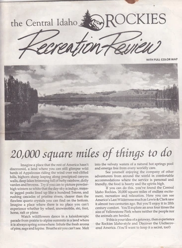 1987 The Central Idaho Rockies Recreation Map & Review Brochure