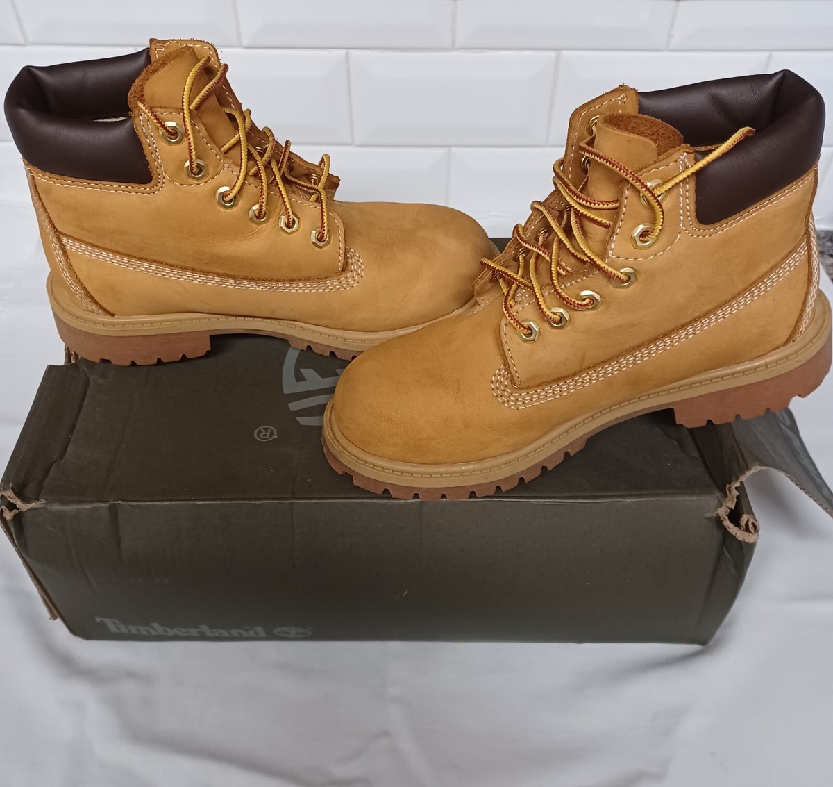 Timberland Premium 6-Inch Waterproof Boot Wheat Nubuck 12909713 Sz