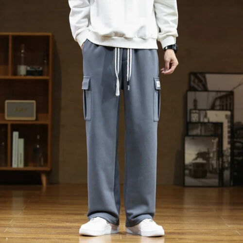 Pantaloni cargo larghi uomo autunno vita dritta elasticizzata uomo streetwear felpa - Foto 26 di 27