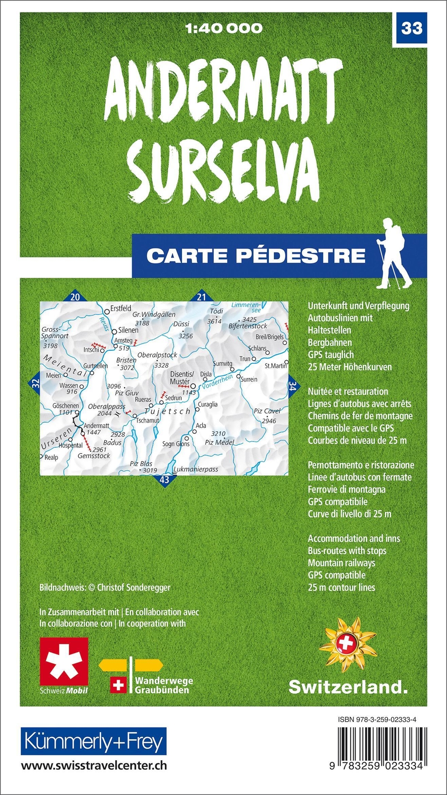 Thumbnail - Andermatt - Surselva 33 Wanderkarte 1:40 000 Matt Laminiert |