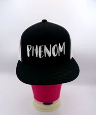 Yupoong Classic Trucker Mesh Hat Cap Phenom SnapBack Flat Brim Black & White