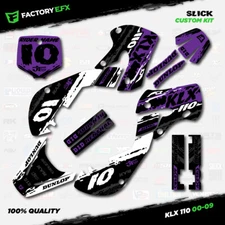 White & Purple Slick Racing Graphics Sticker Kit fit Kawasaki KLX110 00-09 Decal