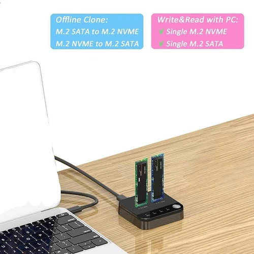 M.2 SATA M.2 NVMe Duplicator with Storage Box Portable Hard Drive