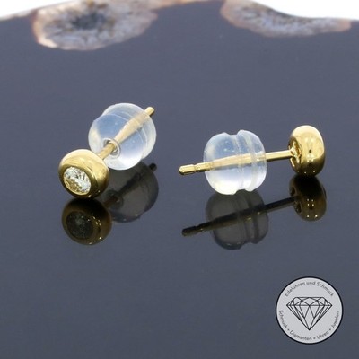 Wert 1.050,- Zierliche Solitär Brillant Ohrstecker 750 / 18 Karat Gelb Gold xxyy