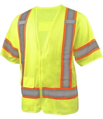Pyramex Hi-Vis Lime Safety Vest 3XL 5-Point Breakaway ANSI Class 3 D-Ring