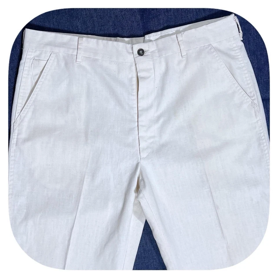 Calça masculina vintage anos 70 laranja aba branca Levi’s Panatela bootcut algodão 36 X 30 - Imagem 2 de 4