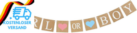 Easy Joy Babyparty Girlande Girl Or Boy Babyshower Banner Braun Gender Reveal Pa