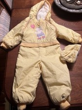 Vintage London Fog Boy/Girl Unisex Kids 18 Month Snow Suit With Mittens Yellow