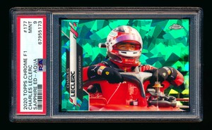 2020 Topps Chrome Sapphire F1 #177 Charles Leclerc RC Aqua Refractor 67/99 PSA 9