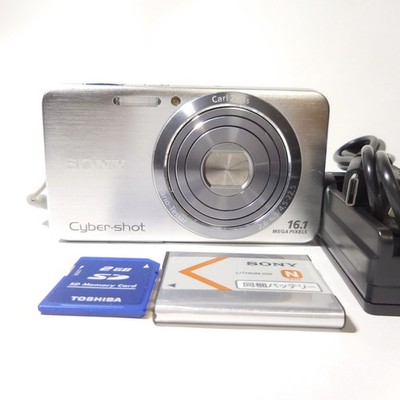 SONY Cyber Shot DSC-W630 Silver Digital Camera w/Battery Charger 2GB SD Japanese